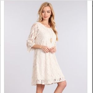 Romantic cream lace dress S M L